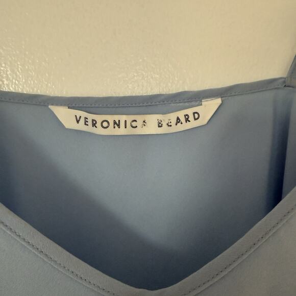Veronica Beard Dusty Blue V Neck Mini Slip Dress A Line Size XS Vacation Summer - Picture 3 of 7
